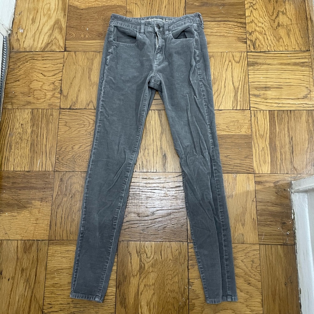 American Eagle hi-rise corduroy jeggings in grey